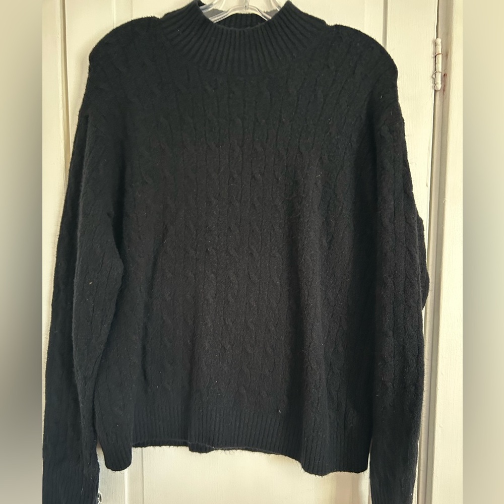 Jcrew Factory Black Cable Knit Sweater. Size large